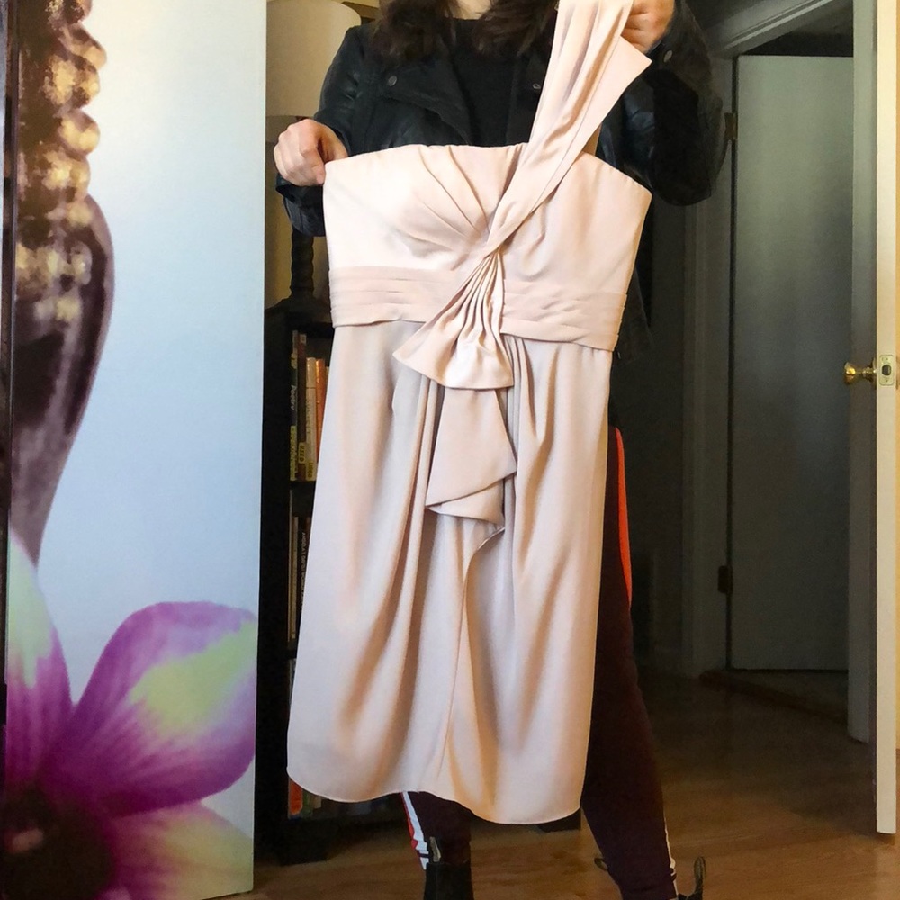 One shoulder formal cocktail length dress